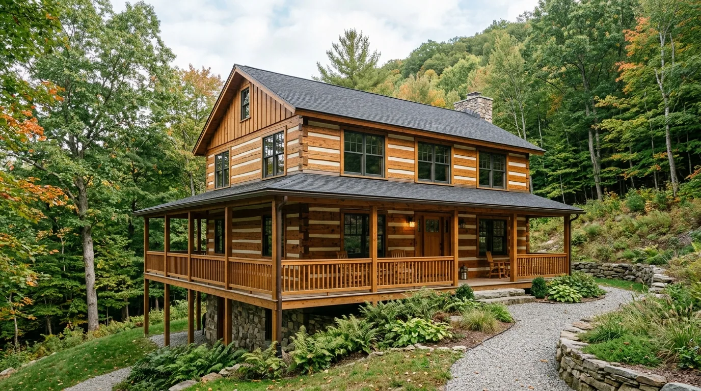 The finished result of professional log home restoration: the completed work looking clean, correct — Chattanooga, TN