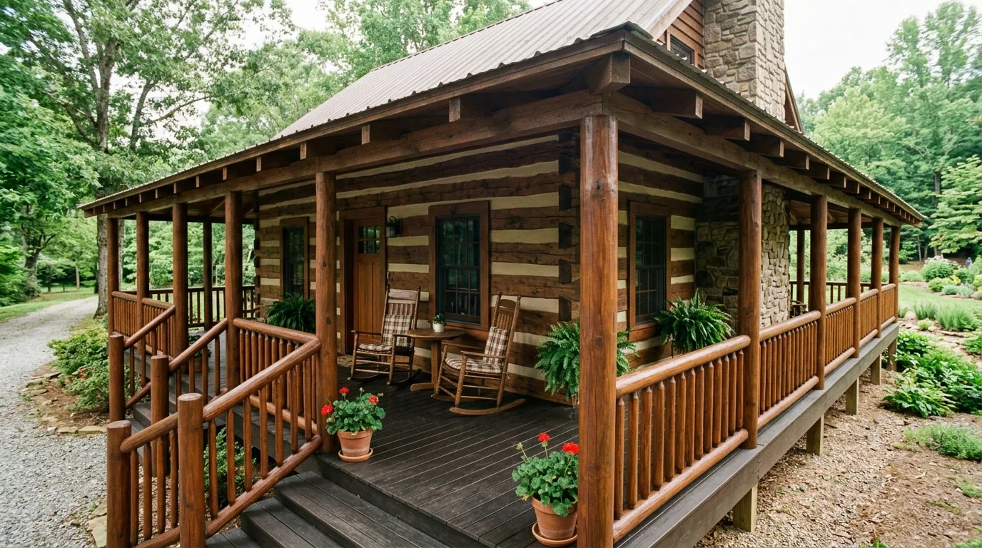 The finished result of professional log home restoration: the completed work looking clean, correct — Chattanooga, TN